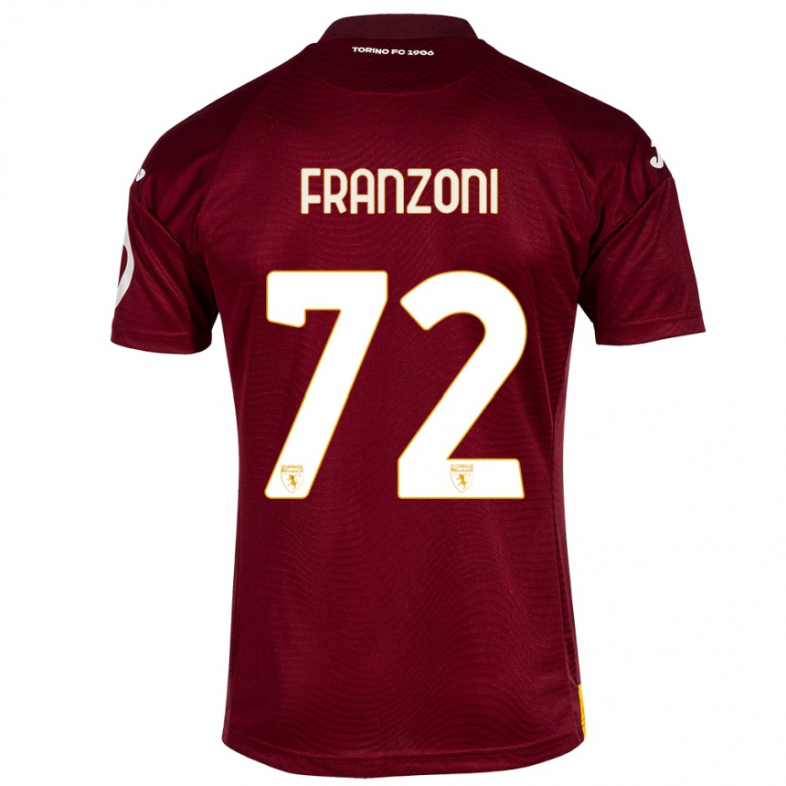キッズフットボールニコロ・フランゾーニ#72暗赤色ホームシャツ2023/24ジャージーユニフォーム