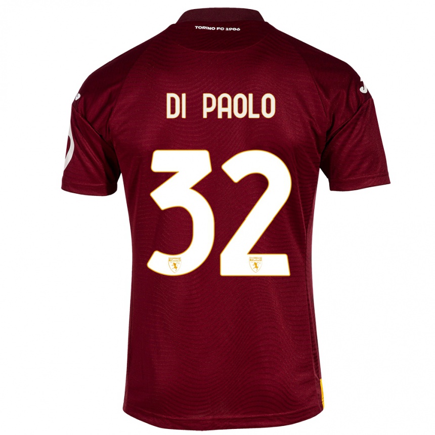 キッズフットボールセバスティアーノ・ディ・パオロ#32暗赤色ホームシャツ2023/24ジャージーユニフォーム