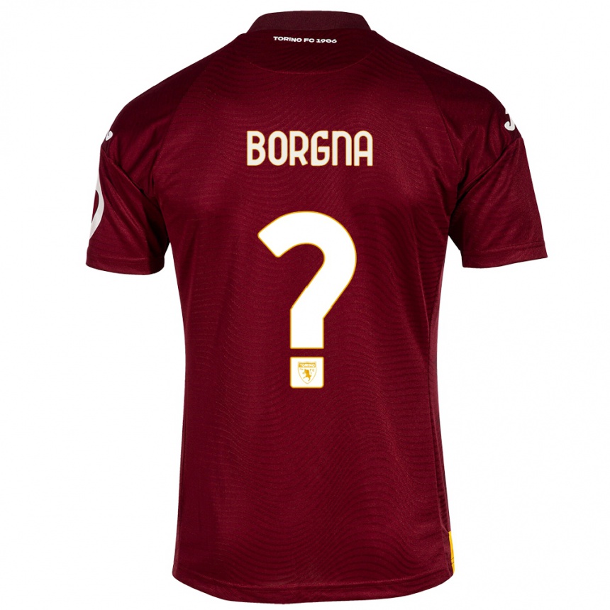 キッズフットボールフェデリコ・ボルグナ#0暗赤色ホームシャツ2023/24ジャージーユニフォーム