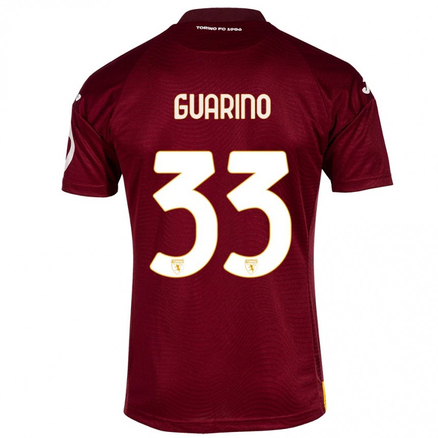 キッズフットボールリタ・グアリーノ#33暗赤色ホームシャツ2023/24ジャージーユニフォーム