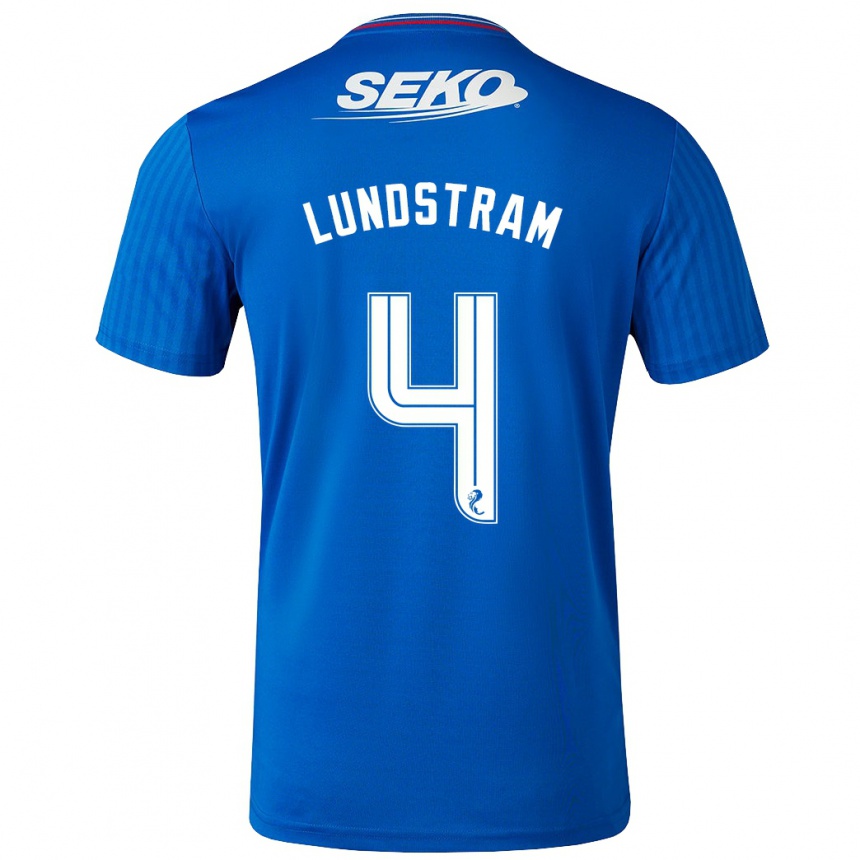 キッズフットボールジョン・ランドストラム#4青ホームシャツ2023/24ジャージーユニフォーム