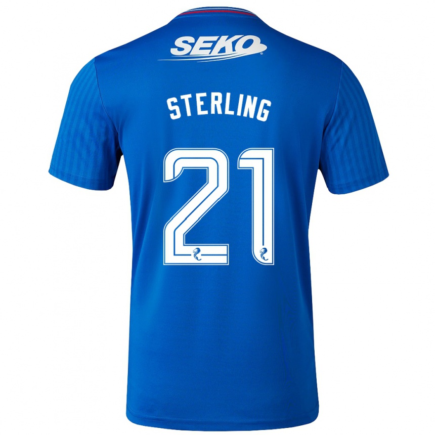 キッズフットボールデュジョン・スターリング#21青ホームシャツ2023/24ジャージーユニフォーム