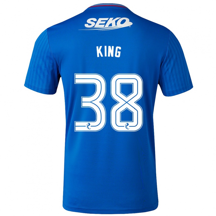 キッズフットボールレオン・トムソン・キング#38青ホームシャツ2023/24ジャージーユニフォーム