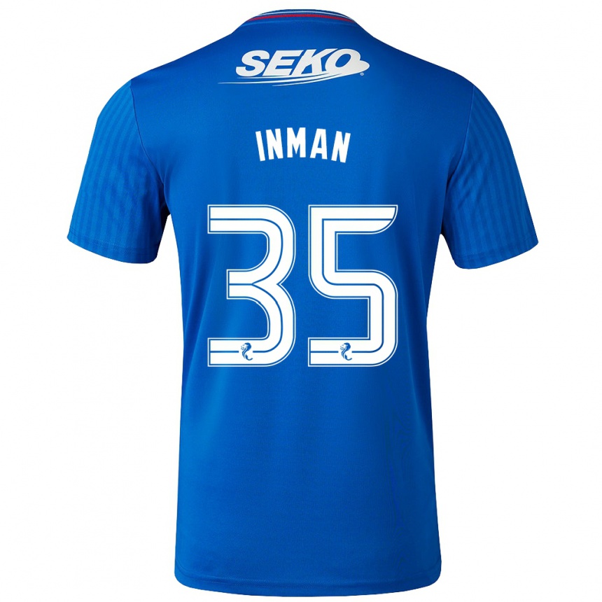 キッズフットボールルーシー・インマン#35青ホームシャツ2023/24ジャージーユニフォーム