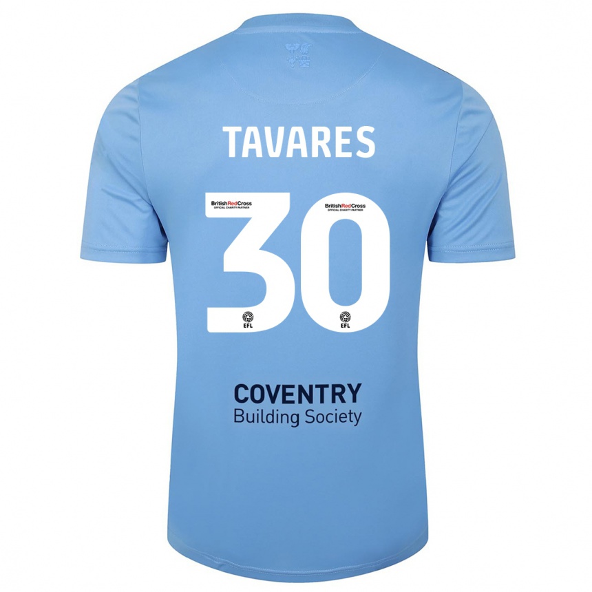 キッズフットボールファビオ・タヴァレス#30スカイブルーホームシャツ2023/24ジャージーユニフォーム