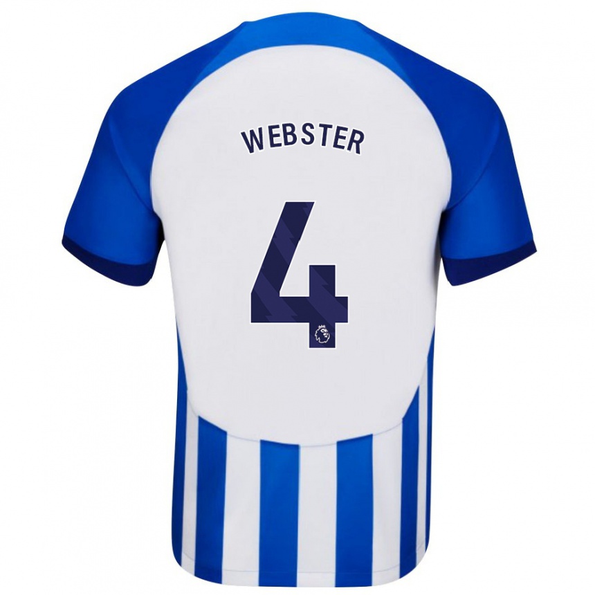 キッズフットボールアダム・ウェブスター#4青ホームシャツ2023/24ジャージーユニフォーム