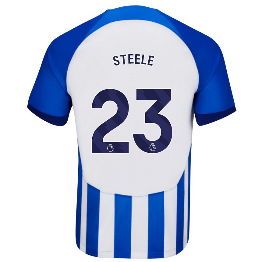 キッズフットボールジェイソン・スティール#23青ホームシャツ2023/24ジャージーユニフォーム