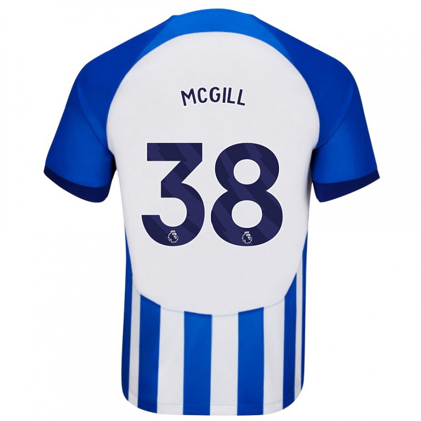 キッズフットボールトム・マッギル#38青ホームシャツ2023/24ジャージーユニフォーム