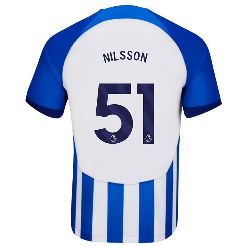 キッズフットボールキャスパー・ニルソン#51青ホームシャツ2023/24ジャージーユニフォーム