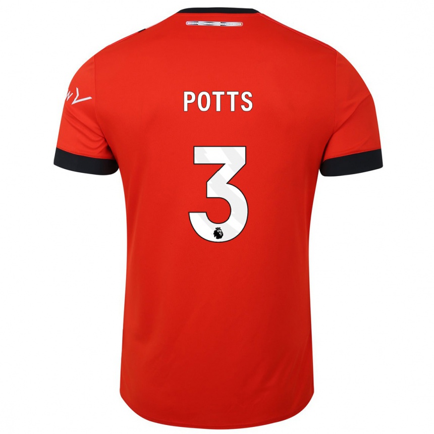 キッズフットボールダン・ポッツ#3赤ホームシャツ2023/24ジャージーユニフォーム