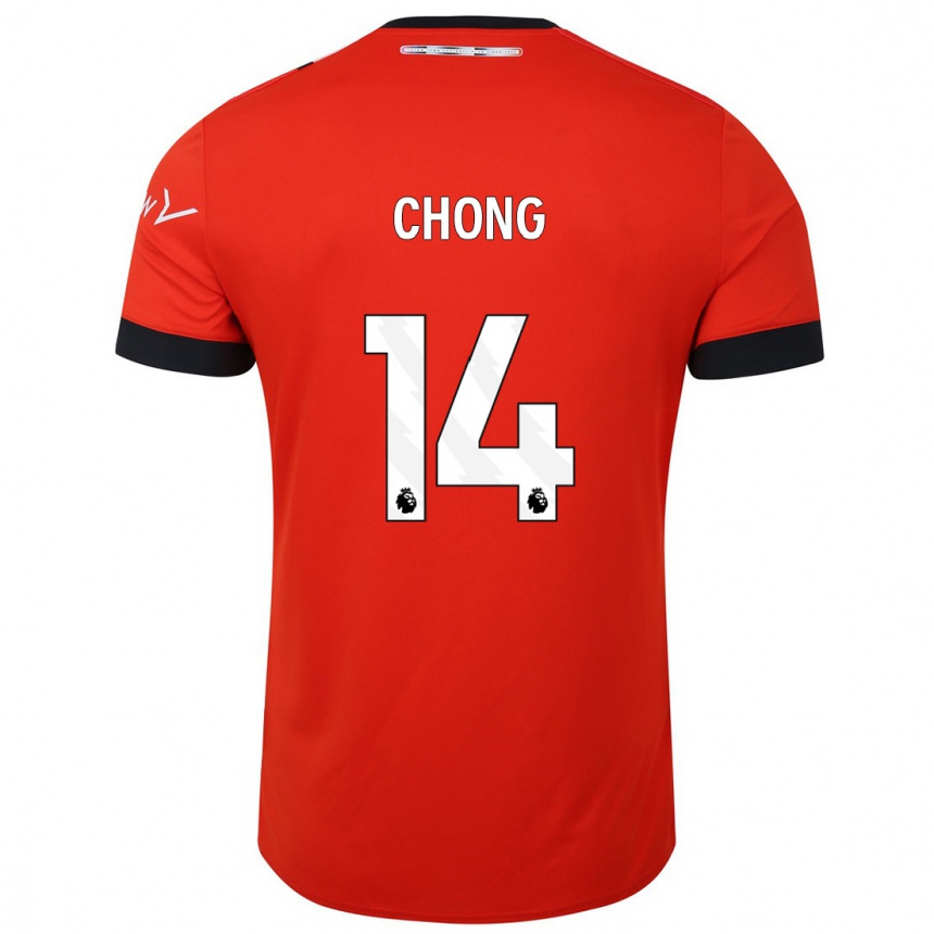 キッズフットボールタヒス・チョン#14赤ホームシャツ2023/24ジャージーユニフォーム