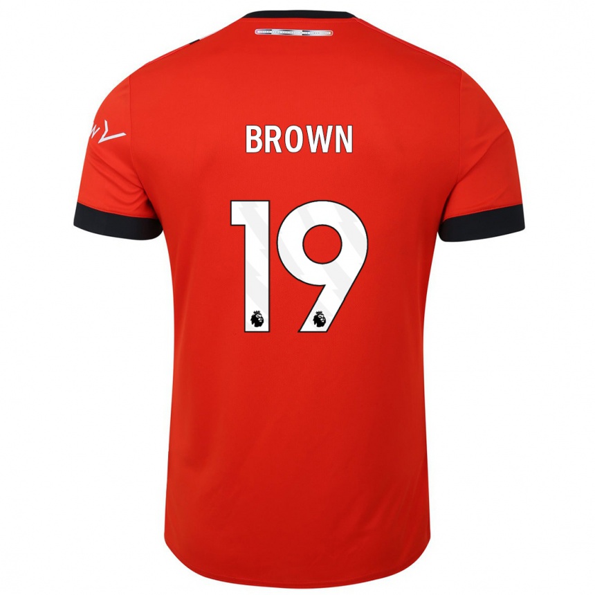 キッズフットボールジェイコブ・ブラウン#19赤ホームシャツ2023/24ジャージーユニフォーム