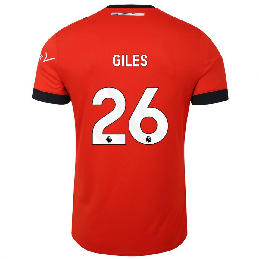 キッズフットボールライアン・ジャイルズ#26赤ホームシャツ2023/24ジャージーユニフォーム