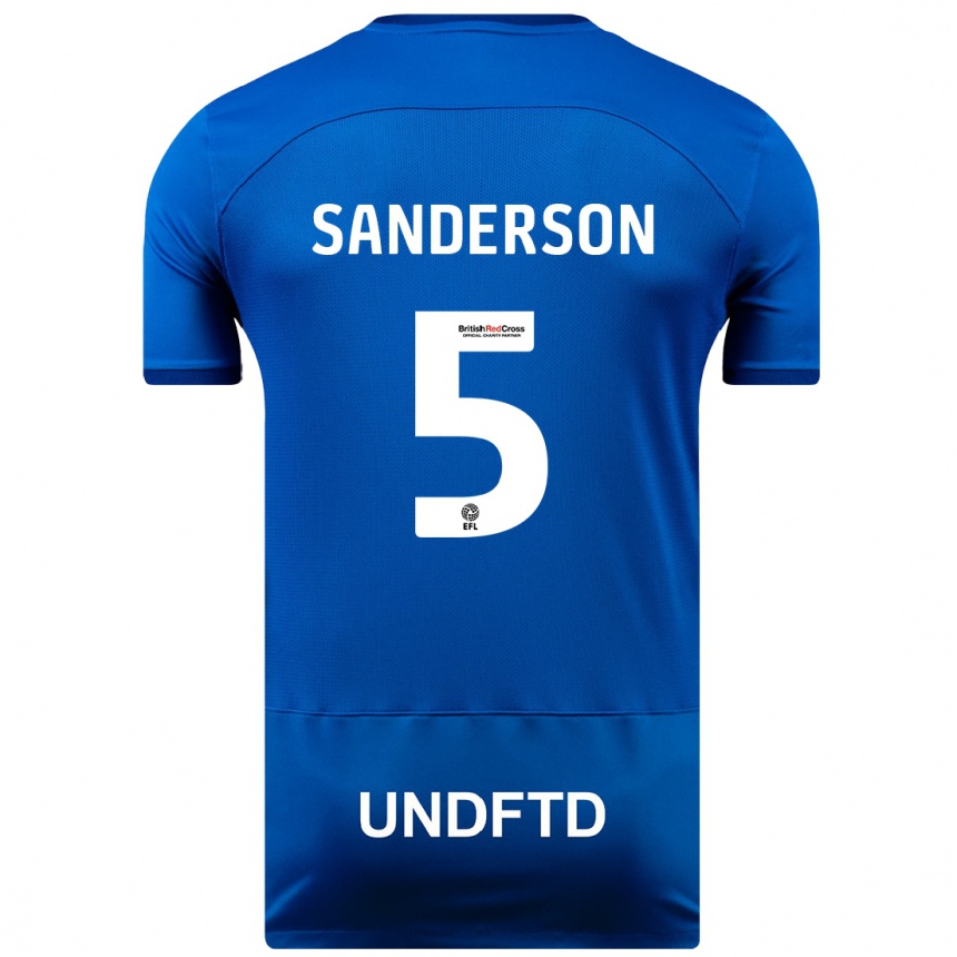 キッズフットボールディオン・サンダーソン#5青ホームシャツ2023/24ジャージーユニフォーム