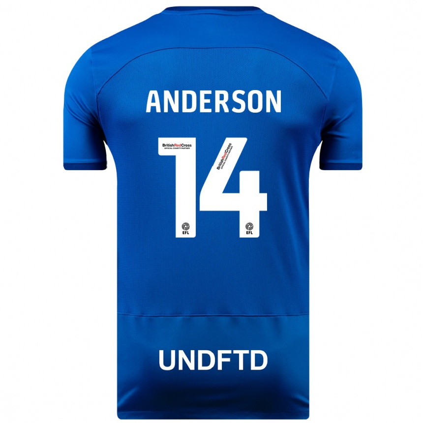 キッズフットボールアンダーソン#14青ホームシャツ2023/24ジャージーユニフォーム
