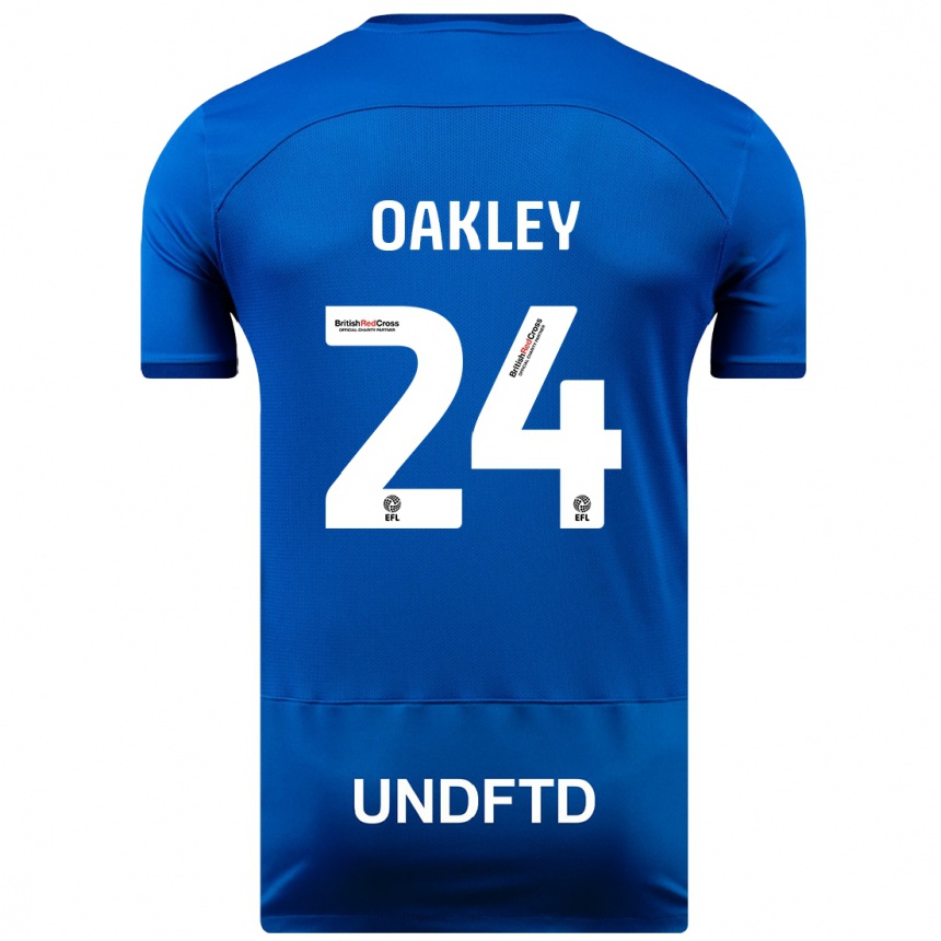 キッズフットボールマルセル・オークリー#24青ホームシャツ2023/24ジャージーユニフォーム