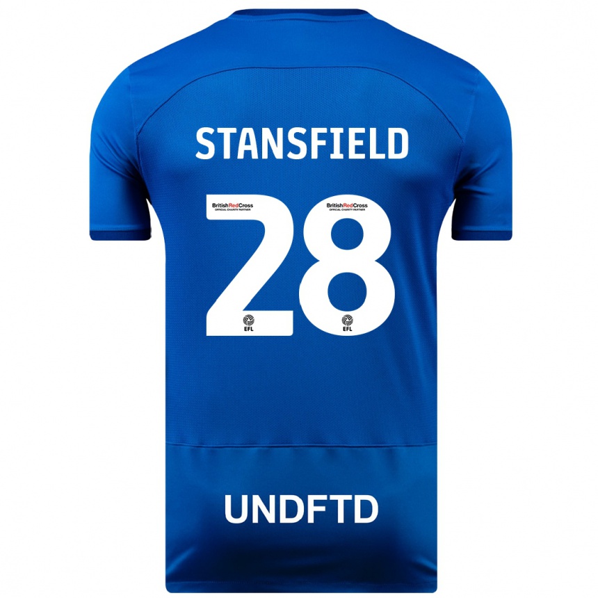 キッズフットボールジェイ・スタンスフィールド#28青ホームシャツ2023/24ジャージーユニフォーム