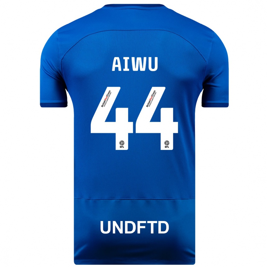 キッズフットボールエマヌエル・アイヴ#44青ホームシャツ2023/24ジャージーユニフォーム