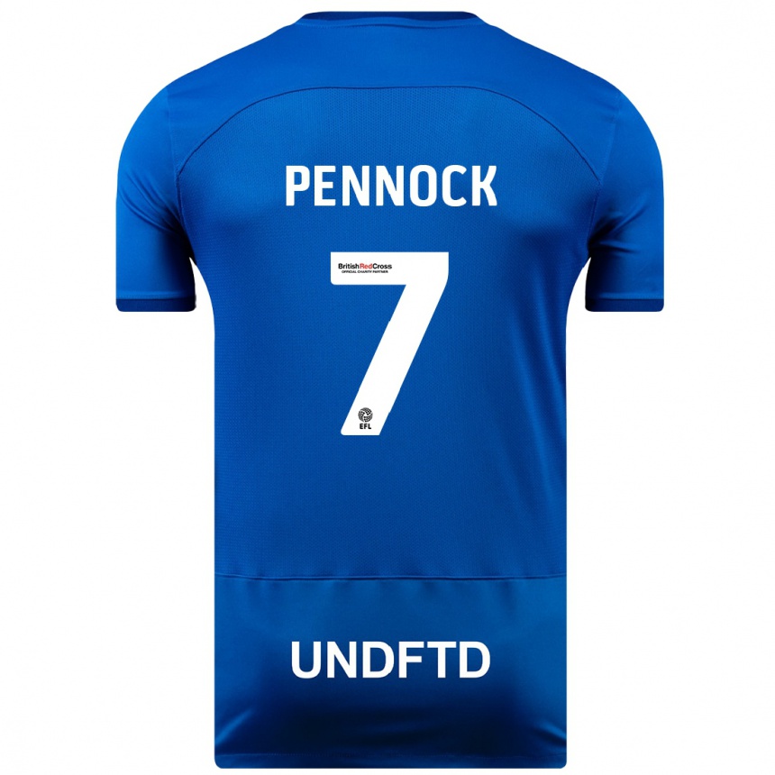 キッズフットボールジェイド・ペンノック#7青ホームシャツ2023/24ジャージーユニフォーム