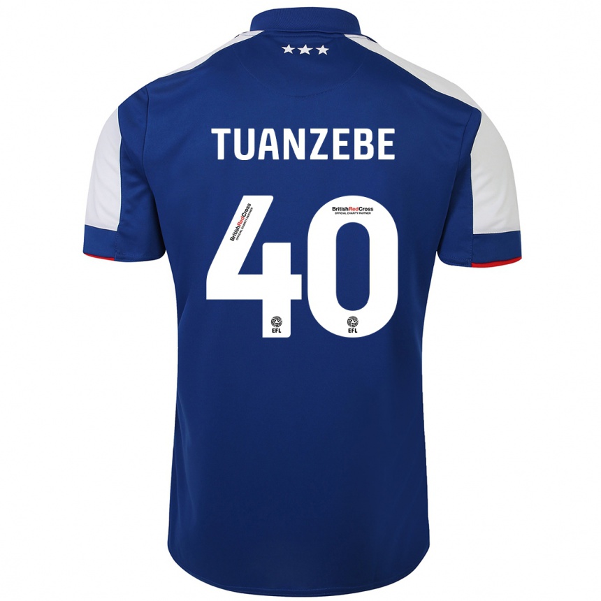 キッズフットボールアクセル・トゥアンゼベ#40青ホームシャツ2023/24ジャージーユニフォーム