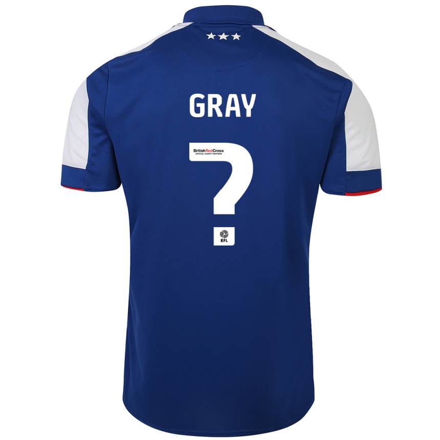 キッズフットボールヘンリー・グレイ#0青ホームシャツ2023/24ジャージーユニフォーム