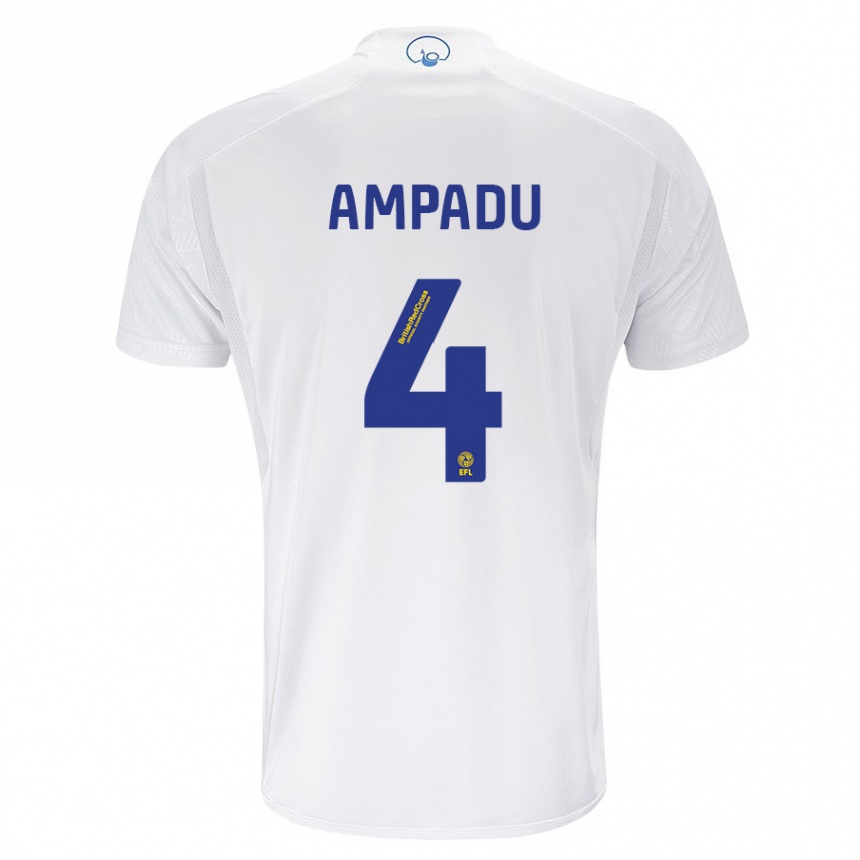 キッズフットボールイーサン・アンパドゥ#4白ホームシャツ2023/24ジャージーユニフォーム