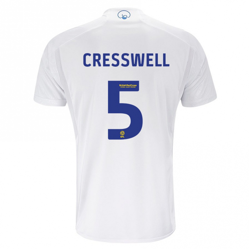 キッズフットボールチャーリー・クレスウェル#5白ホームシャツ2023/24ジャージーユニフォーム
