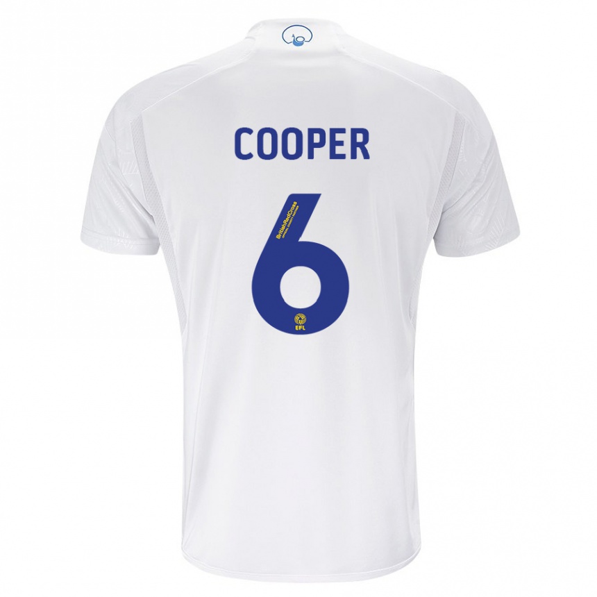 キッズフットボールリアム・クーパー#6白ホームシャツ2023/24ジャージーユニフォーム