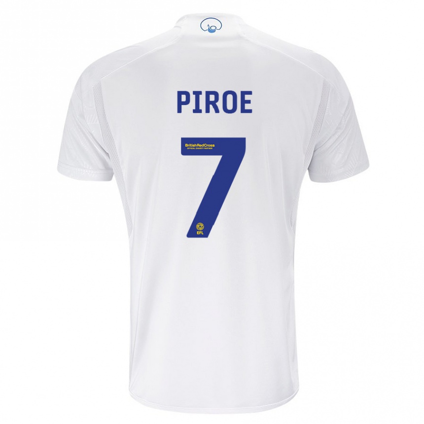 キッズフットボールヨエル・ピルー#7白ホームシャツ2023/24ジャージーユニフォーム