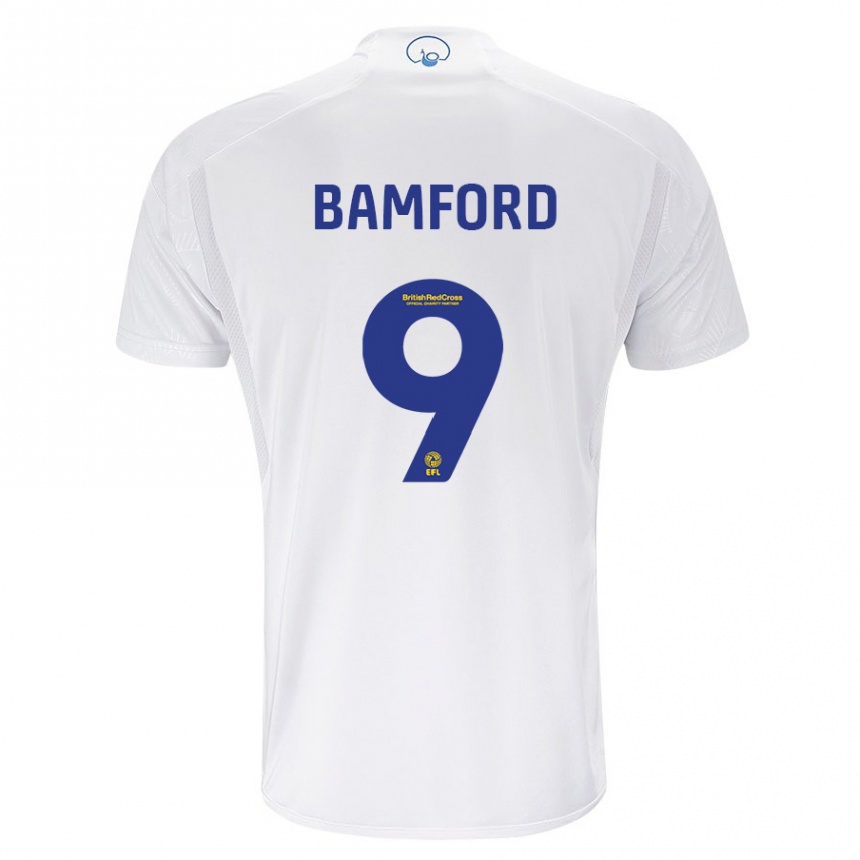 キッズフットボールパトリック・バンフォード#9白ホームシャツ2023/24ジャージーユニフォーム