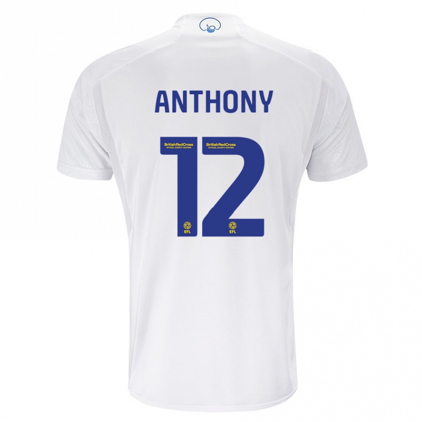 キッズフットボールジェイドン・アンソニー#12白ホームシャツ2023/24ジャージーユニフォーム