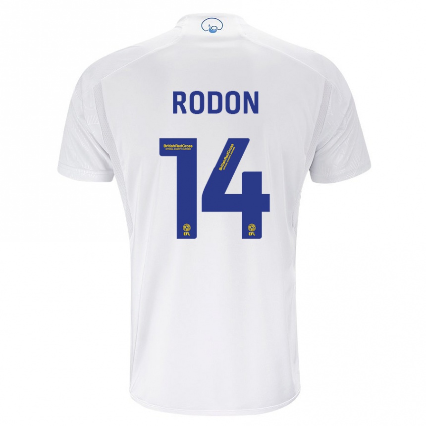 キッズフットボールジョー・ロドン#14白ホームシャツ2023/24ジャージーユニフォーム