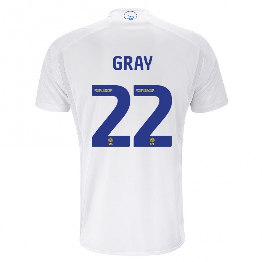 キッズフットボールアーチー・グレイ#22白ホームシャツ2023/24ジャージーユニフォーム