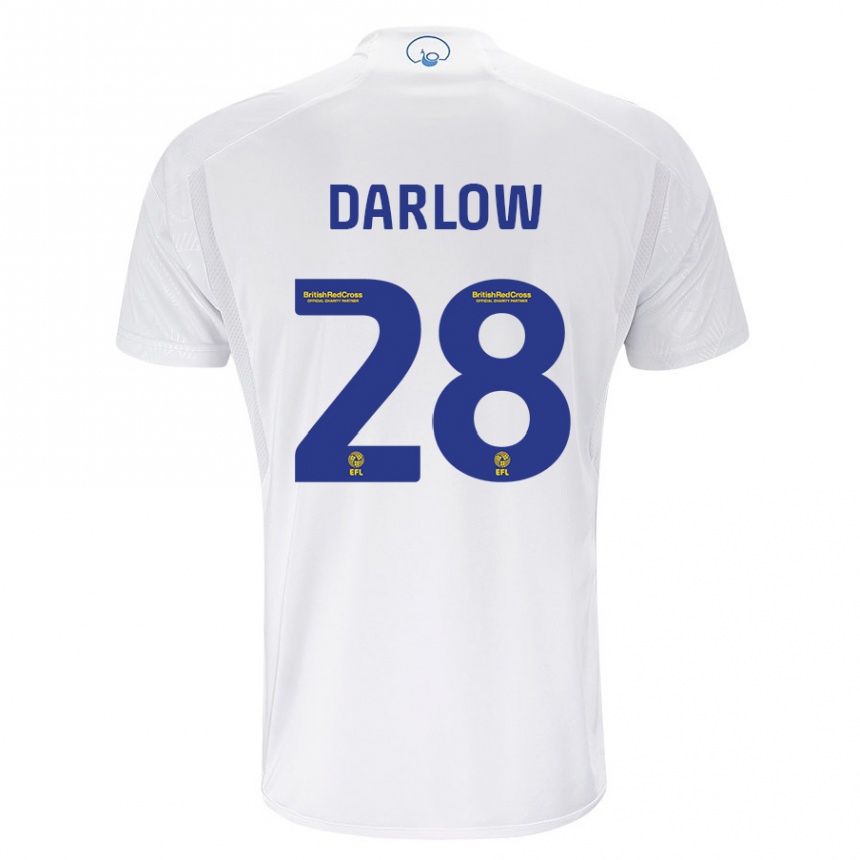 キッズフットボールカール・ダーロウ#28白ホームシャツ2023/24ジャージーユニフォーム