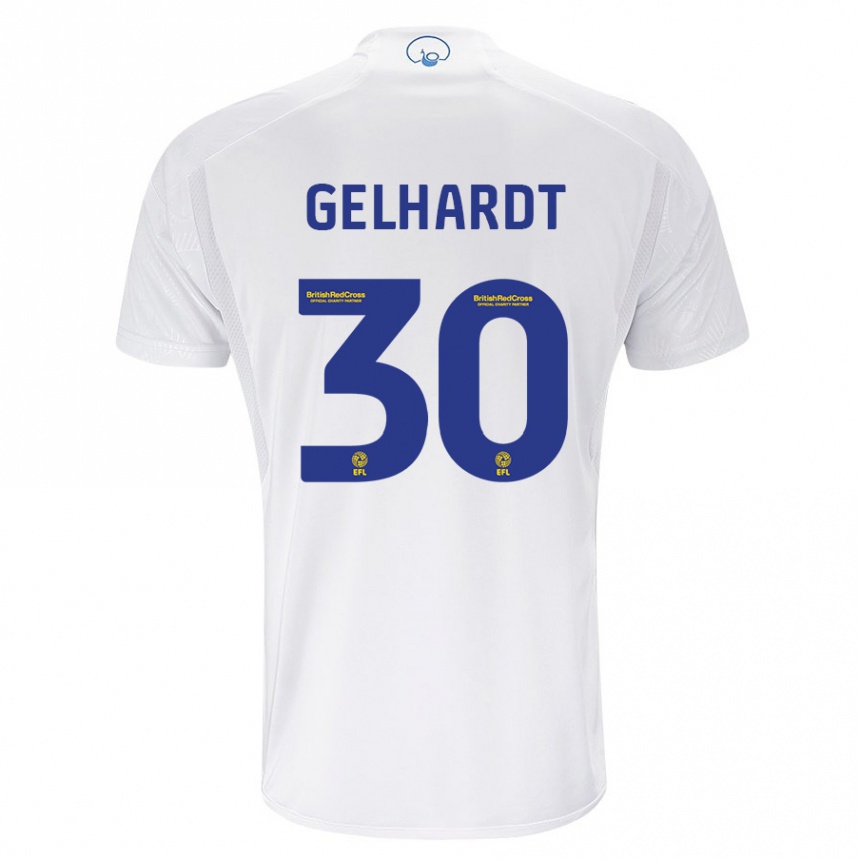 キッズフットボールジョー・ゲルハート#30白ホームシャツ2023/24ジャージーユニフォーム