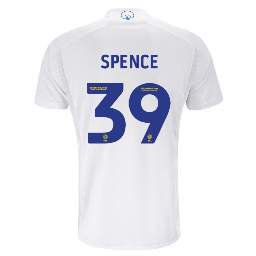 キッズフットボールジェド・スペンス#39白ホームシャツ2023/24ジャージーユニフォーム