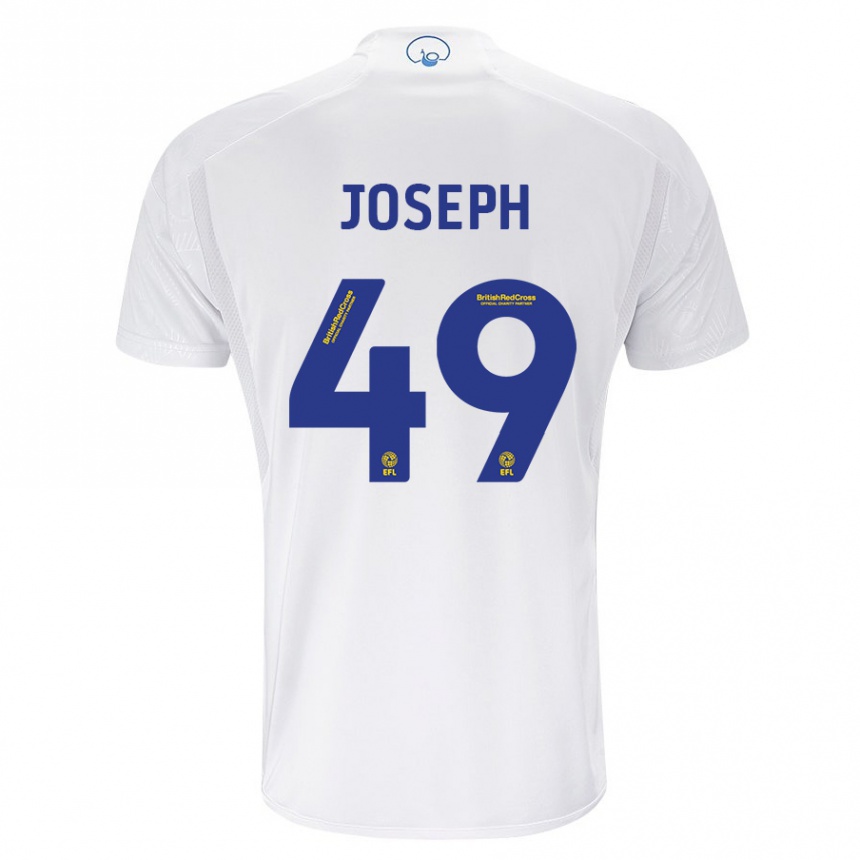 キッズフットボールマテオ・ジョゼフ#49白ホームシャツ2023/24ジャージーユニフォーム