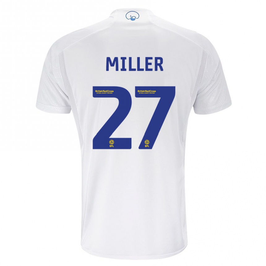 キッズフットボールアマリ・ミラー#27白ホームシャツ2023/24ジャージーユニフォーム