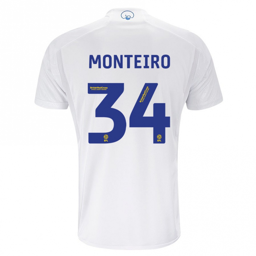 キッズフットボールディオゴ・モンテイロ#34白ホームシャツ2023/24ジャージーユニフォーム