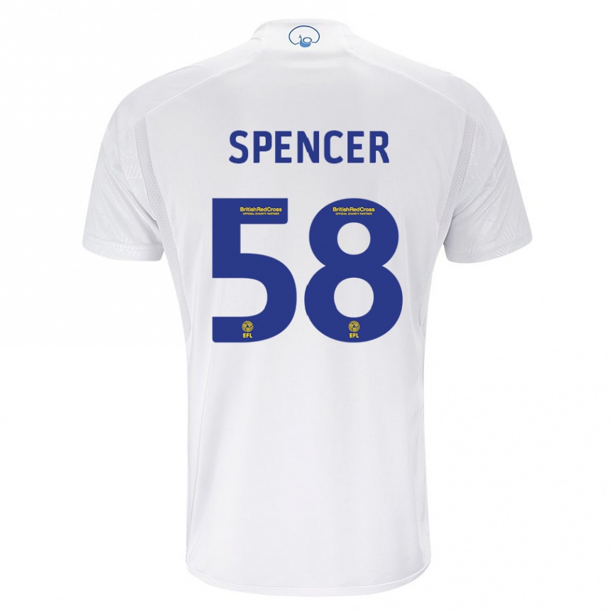 キッズフットボールモーテン・スペンサー#58白ホームシャツ2023/24ジャージーユニフォーム