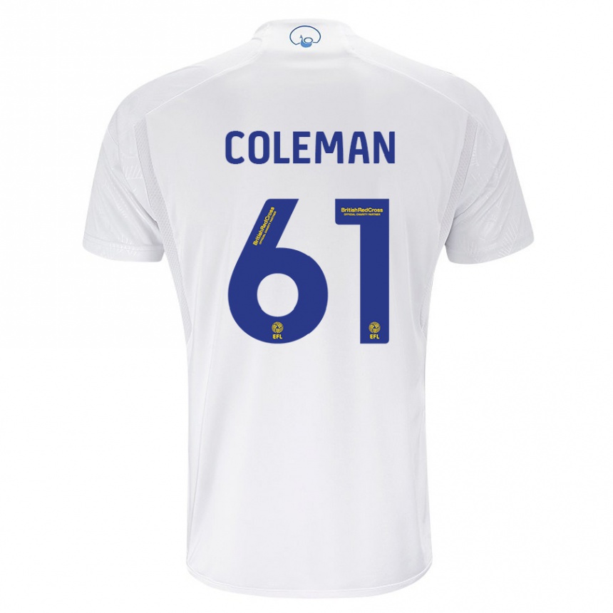 キッズフットボールシアン・コールマン#61白ホームシャツ2023/24ジャージーユニフォーム