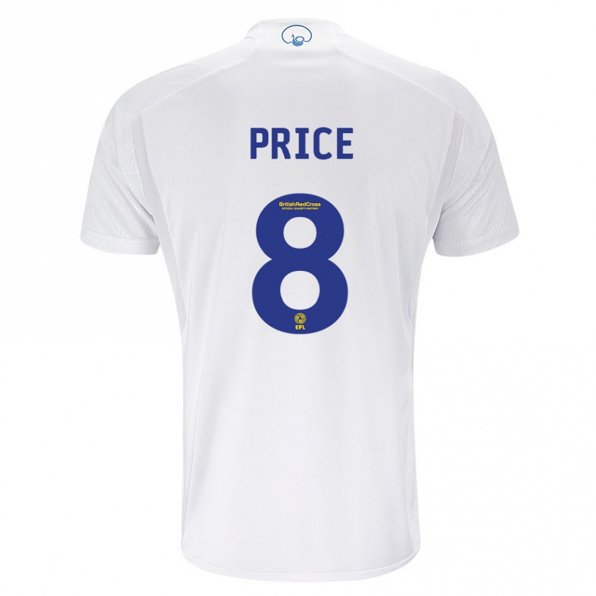 キッズフットボールレオン・プライス#8白ホームシャツ2023/24ジャージーユニフォーム