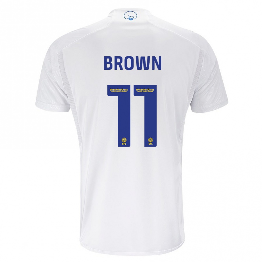 キッズフットボールアビゲイル・ブラウン#11白ホームシャツ2023/24ジャージーユニフォーム