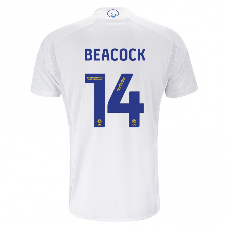 キッズフットボールモリー・ビーコック#14白ホームシャツ2023/24ジャージーユニフォーム