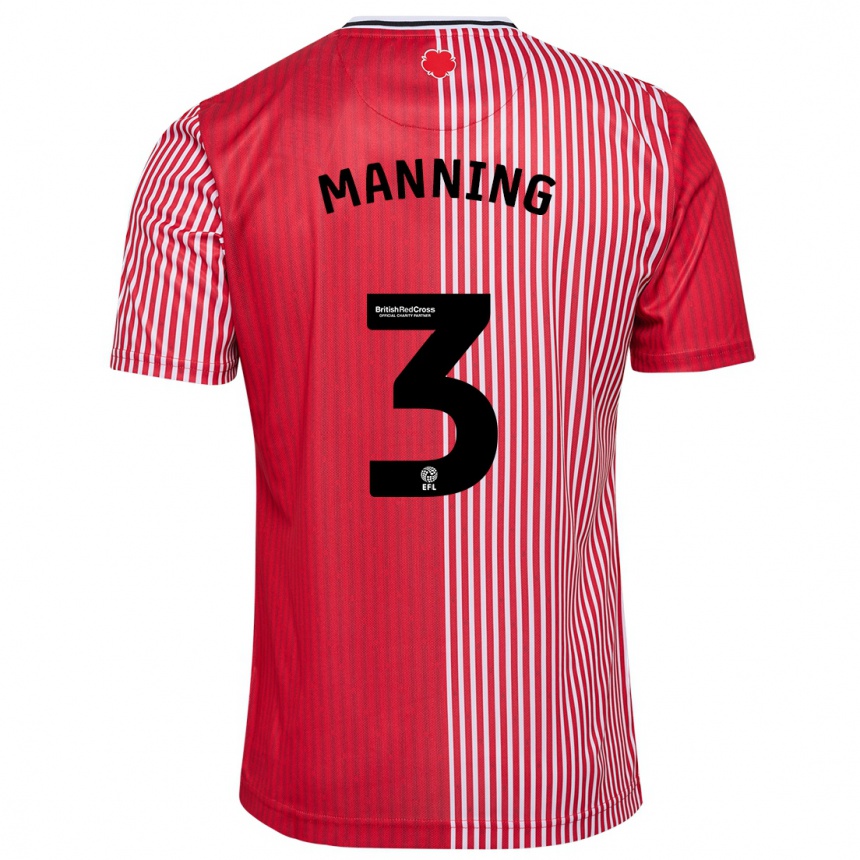キッズフットボールライアン・マニング #3赤ホームシャツ2023/24ジャージーユニフォーム