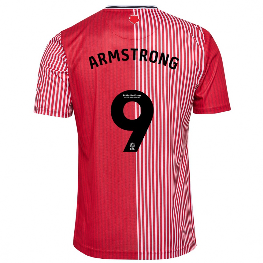 キッズフットボールアダム・アームストロング#9赤ホームシャツ2023/24ジャージーユニフォーム