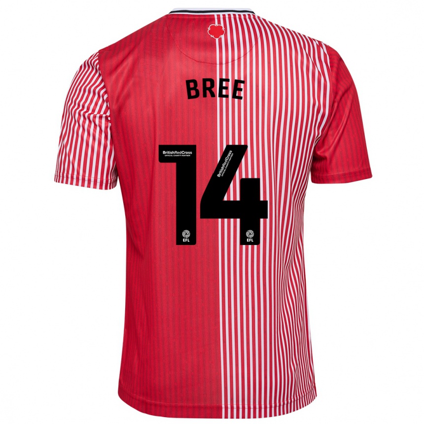 キッズフットボールジェームズ・ブリー#14赤ホームシャツ2023/24ジャージーユニフォーム