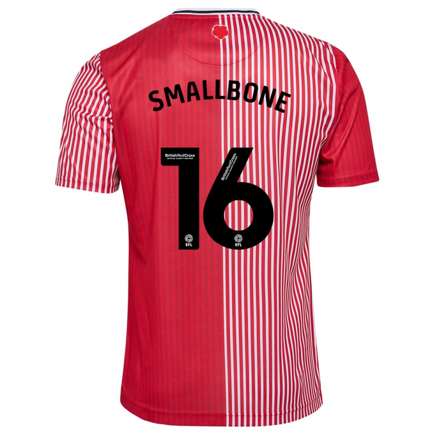 キッズフットボールウィル・スモールボーン#16赤ホームシャツ2023/24ジャージーユニフォーム