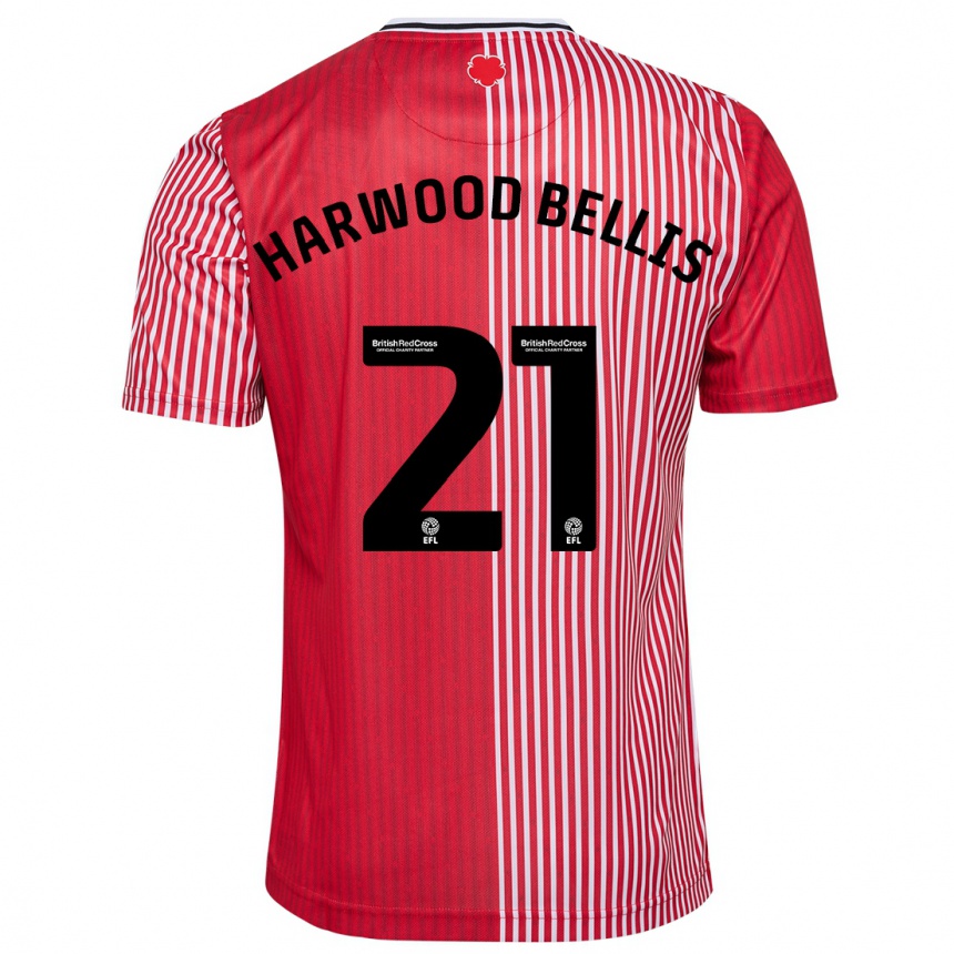 キッズフットボールテイラー・ハーウッド＝ベリス#21赤ホームシャツ2023/24ジャージーユニフォーム
