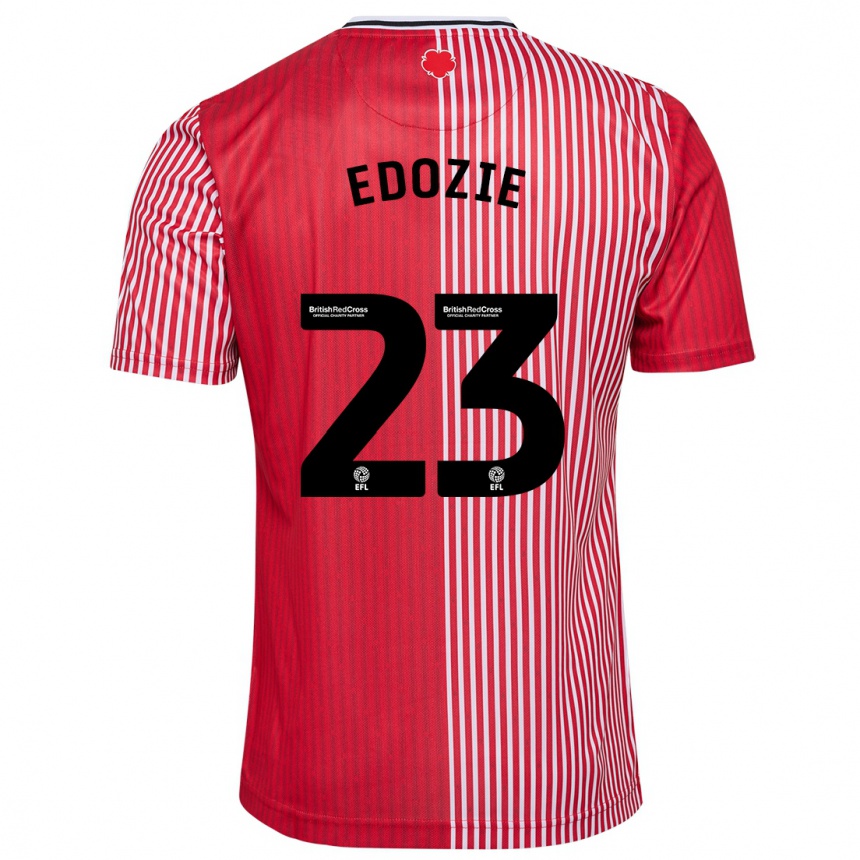 キッズフットボールサミュエル・エドジー#23赤ホームシャツ2023/24ジャージーユニフォーム